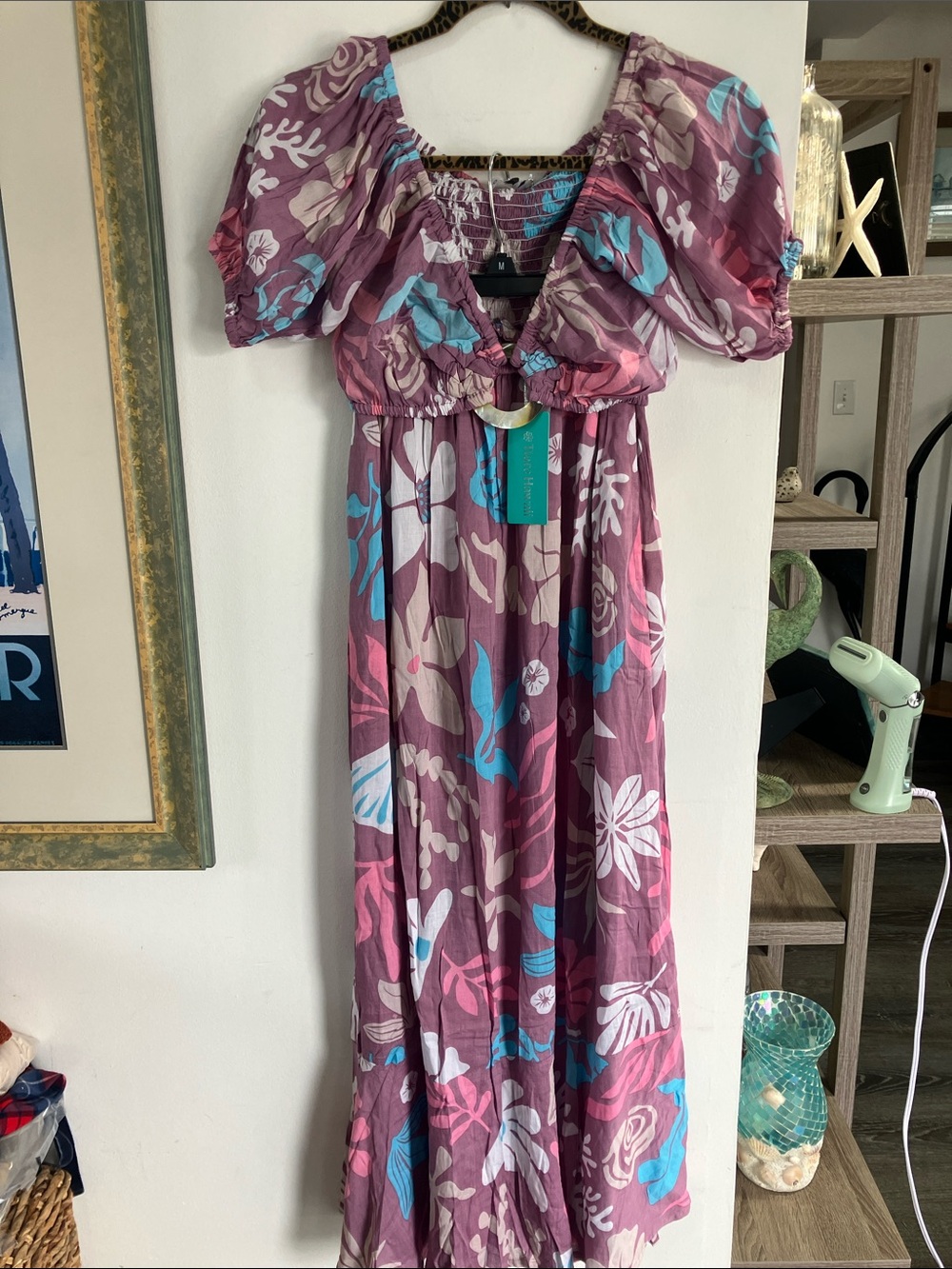 NWT Tiare Hawaii Sirena 2 Piece Crop Top Skirt Set Shellscapes Mauve Floral M